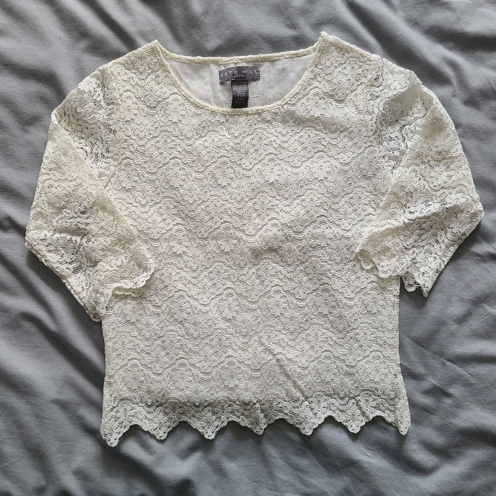 Kate Hill Lace Top 3/4 Sleeve